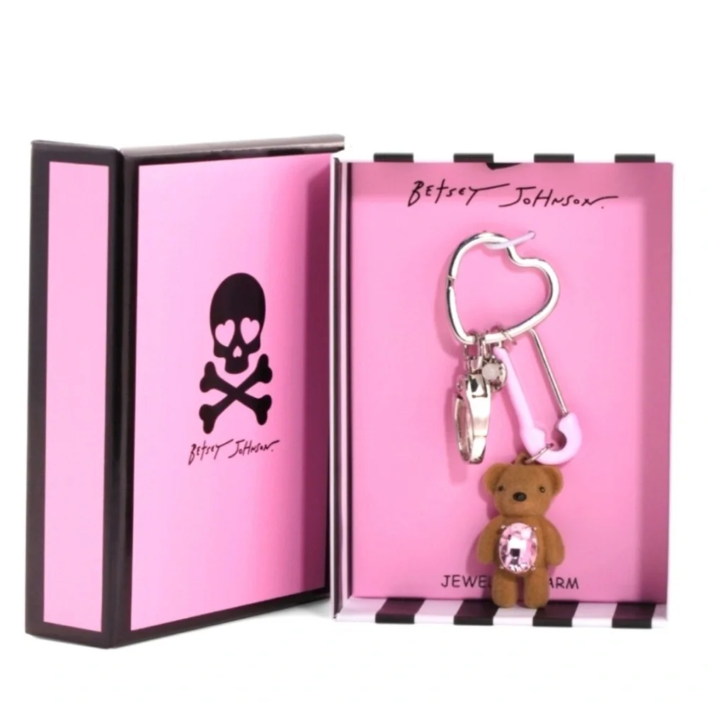 👉✨️ Betsey Johnson Paperclip  Brown Teddy Bear Keychain Bag Charm